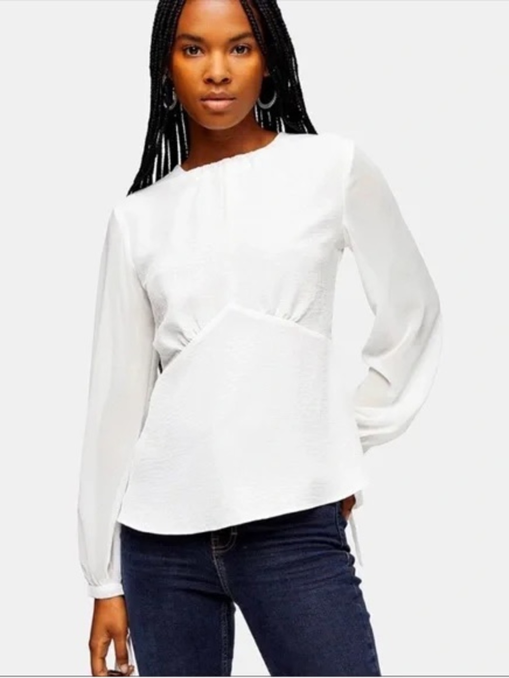 Topshop White chiffon Long-Sleeve Blouse